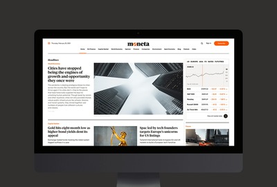 Moneta金融新闻品牌和网页设计